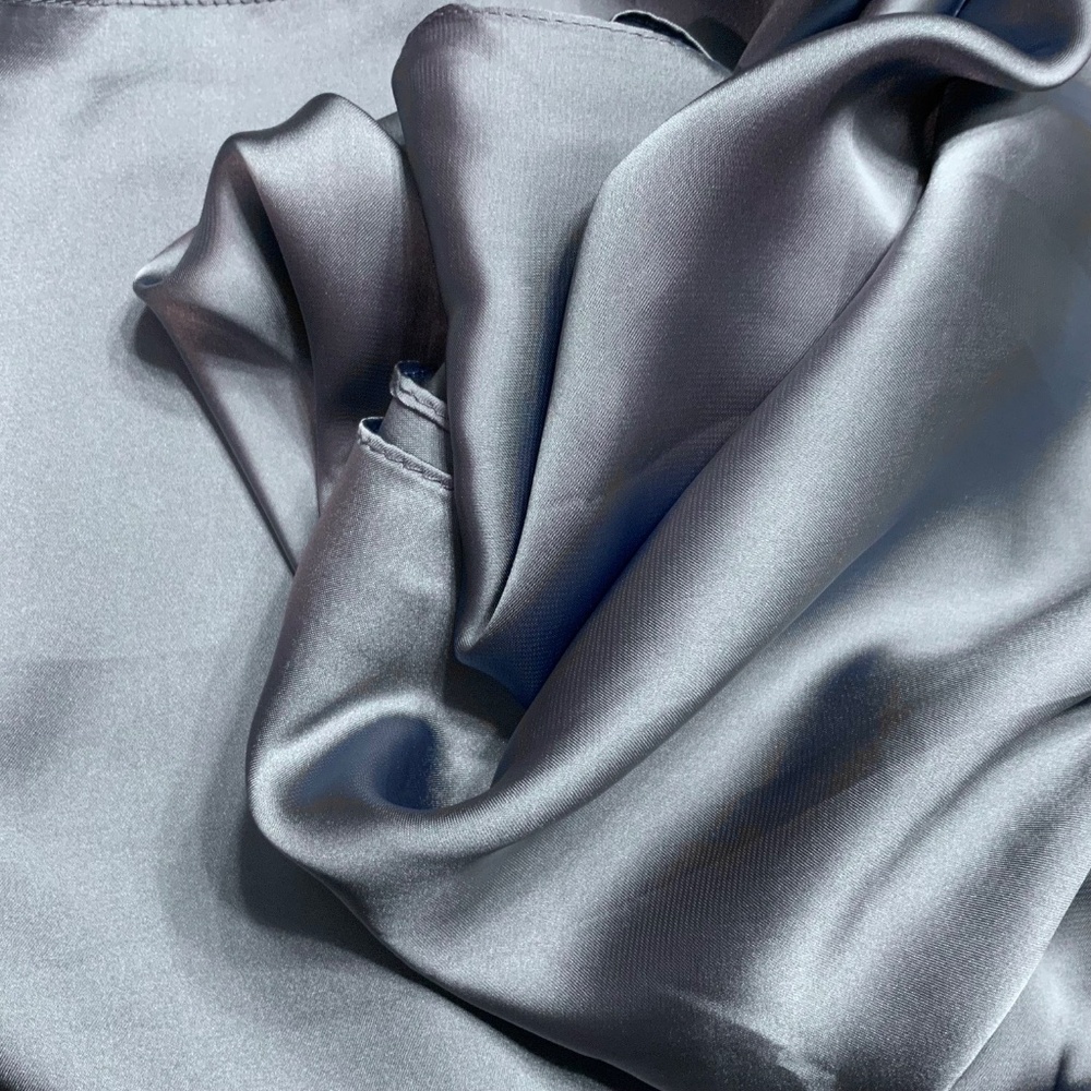 Steel Blue 100% SILK SATIN Large Shawl Scarf Wedding Cover Up Evening Wrap 1 - Picture 4 of 4